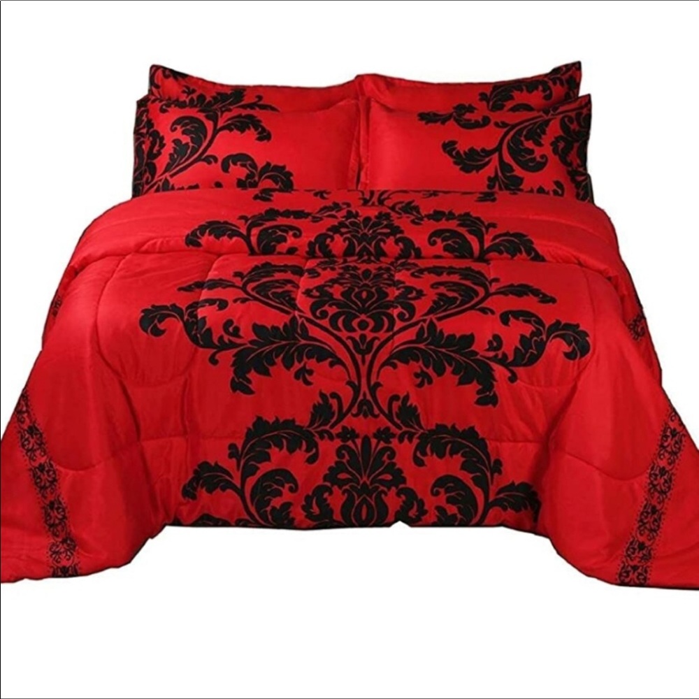 🆕️ Paisley Black Flower Comforter Set King